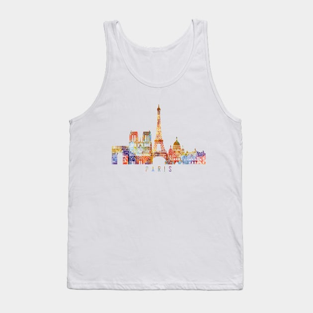 Paris Skyline Watercolor Tank Top by Luve